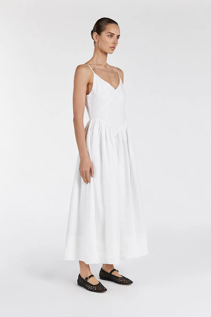 LEXI WHITE LINEN MIDI DRESS sold by Dissh product image thumbnail 3