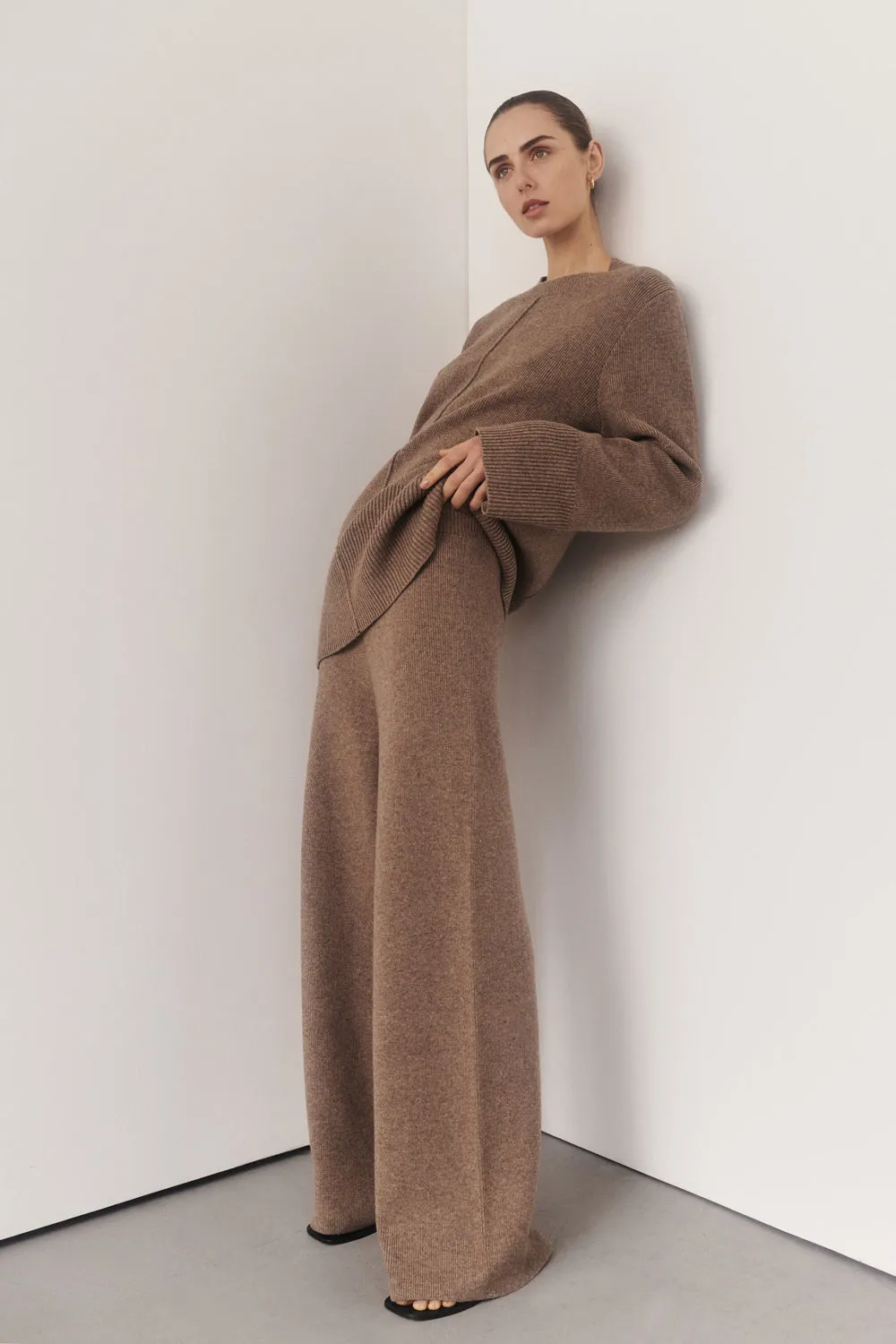 CLEMENCE CHOC MARLE KNIT PANT sold by Dissh