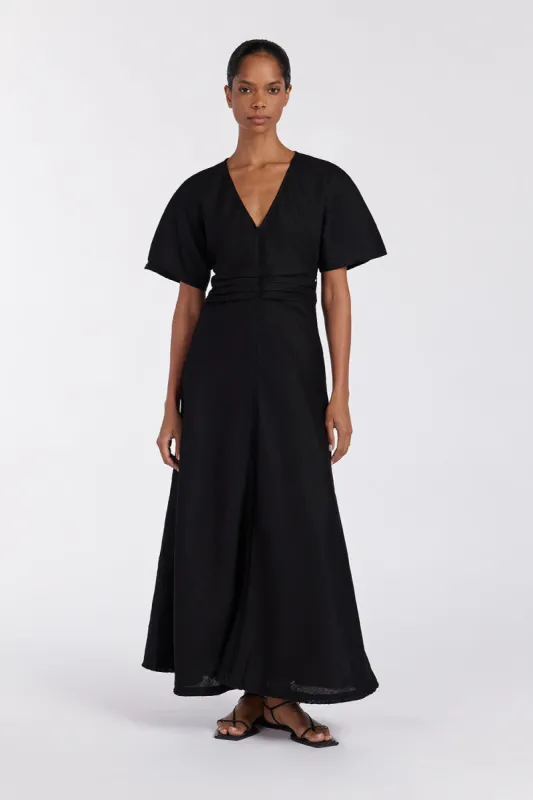 ZAHARA BLACK  FRINGING MIDI DRESS sold by Dissh