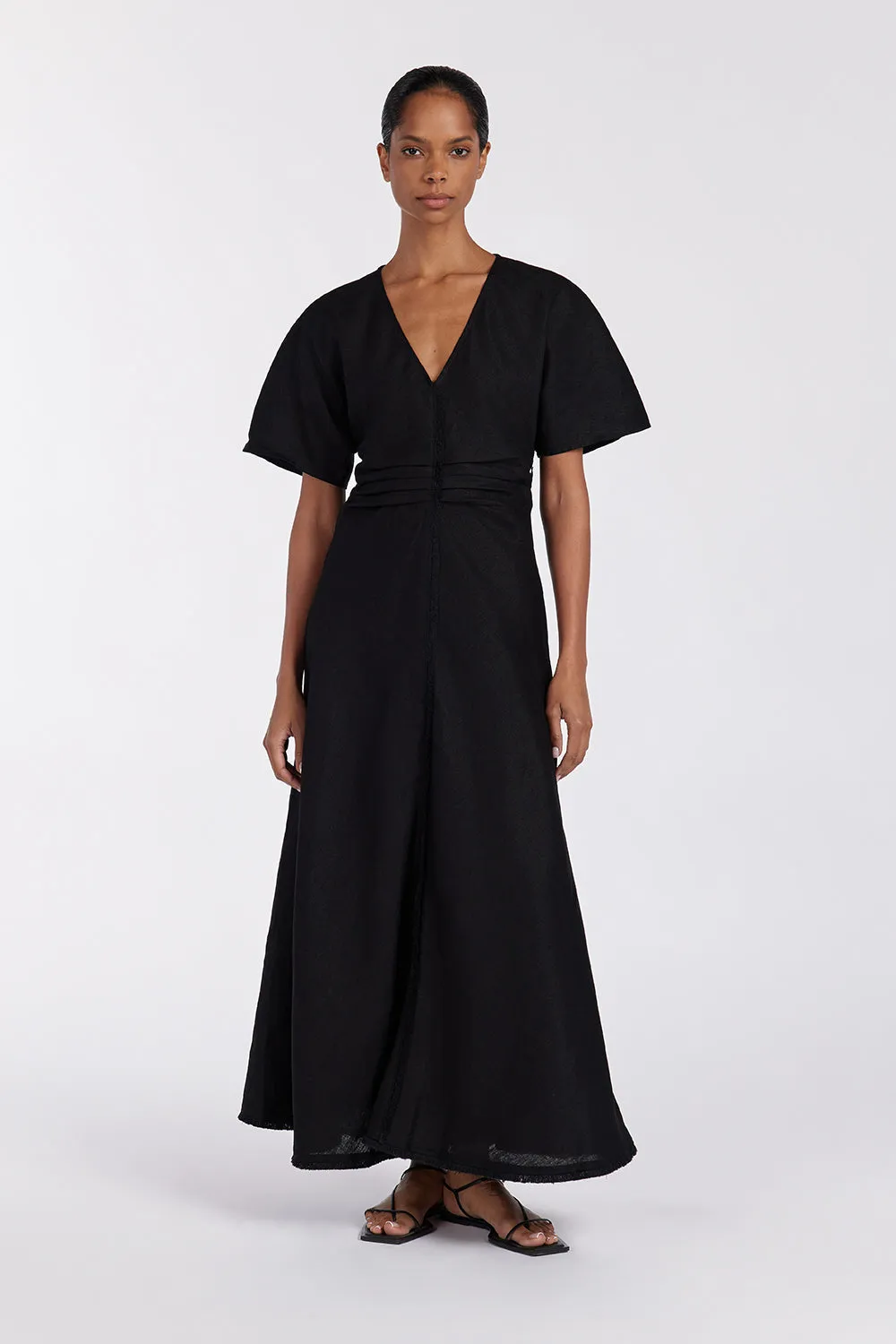 ZAHARA BLACK FRINGING MIDI DRESS sold by Dissh