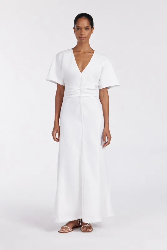 ZAHARA WHITE FRINGING MIDI DRESS sold by Dissh