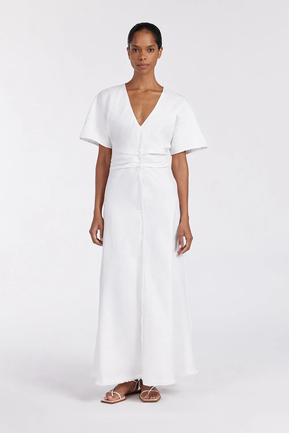 ZAHARA WHITE FRINGING MIDI DRESS sold by Dissh