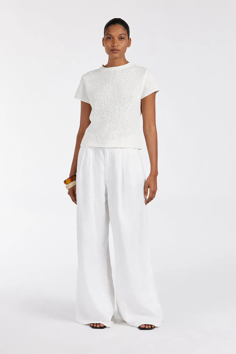 LEO OFF WHITE KNIT TOP sold by Dissh