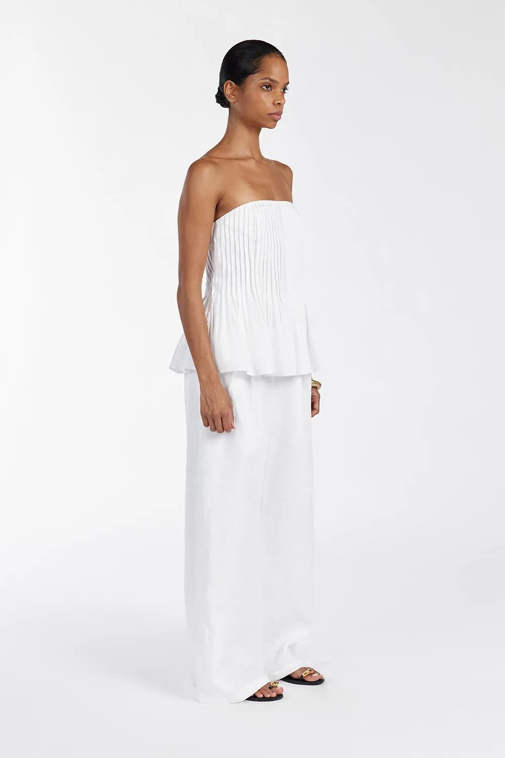 PAIGE WHITE LINEN BLEND STRAPLESS TOP sold by Dissh product image thumbnail 4
