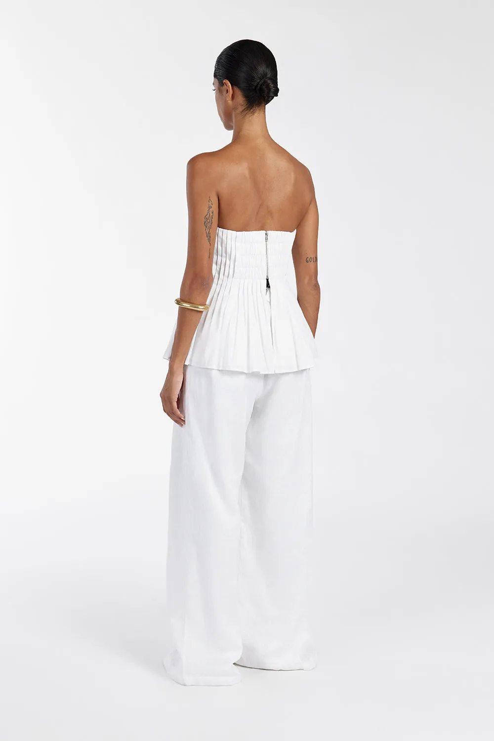 PAIGE WHITE LINEN BLEND STRAPLESS TOP sold by Dissh product image thumbnail 5