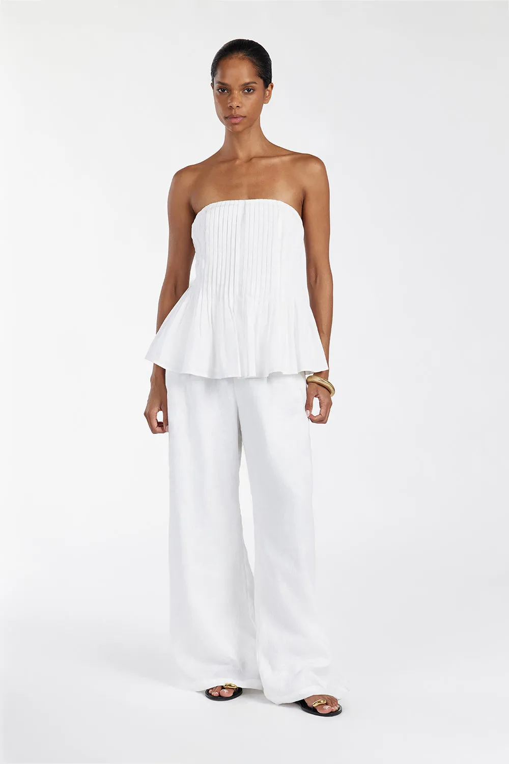 PAIGE WHITE LINEN BLEND STRAPLESS TOP sold by Dissh product image thumbnail 2