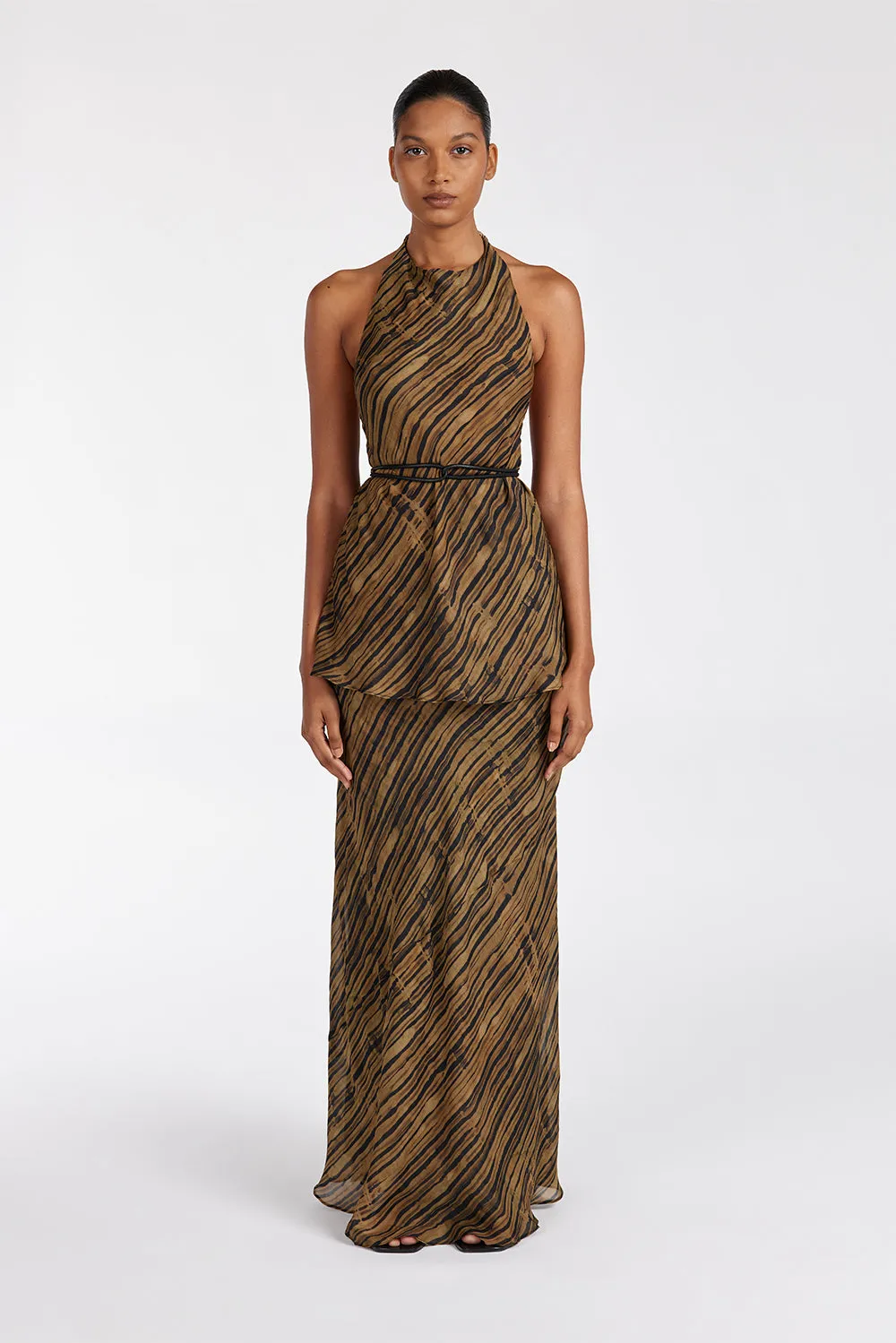 FLEUR DARK CHOCOLATE HIGH NECK TOP sold by Dissh