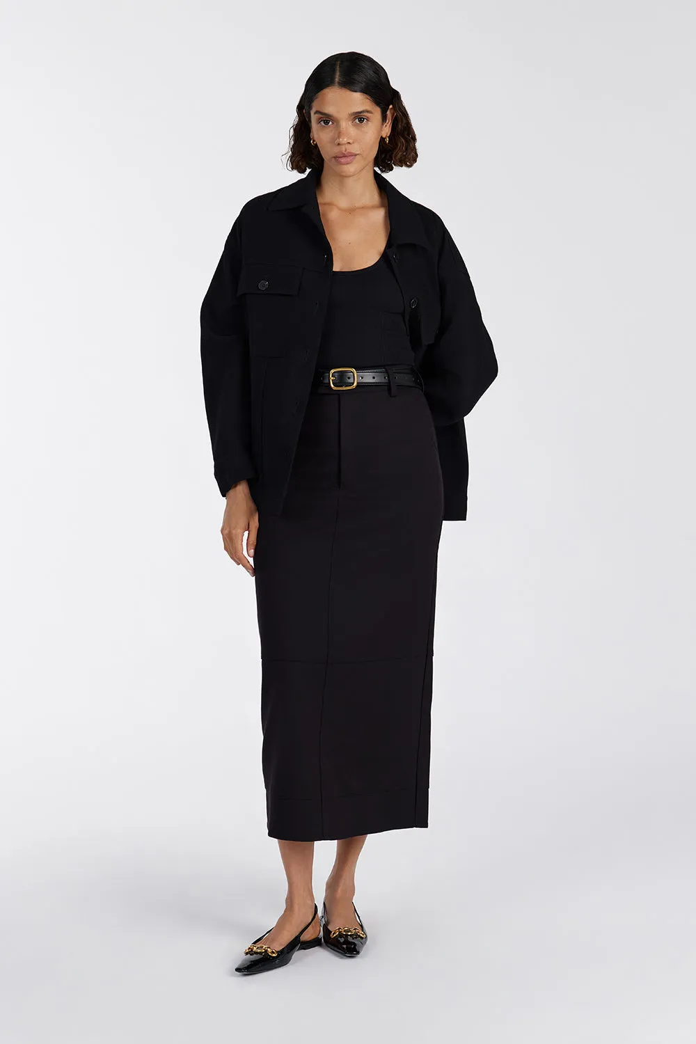 JAC BLACK MIDI SKIRT sold by Dissh