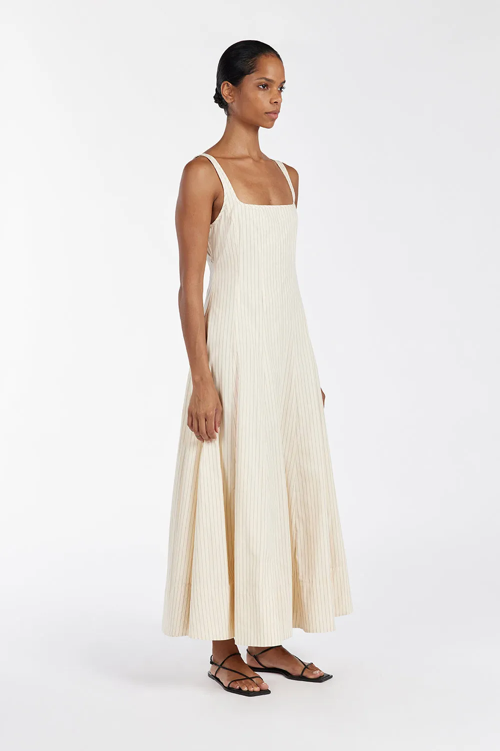 RILEY CREAM STRIPE MIDI DRESS sold by Dissh product image thumbnail 4