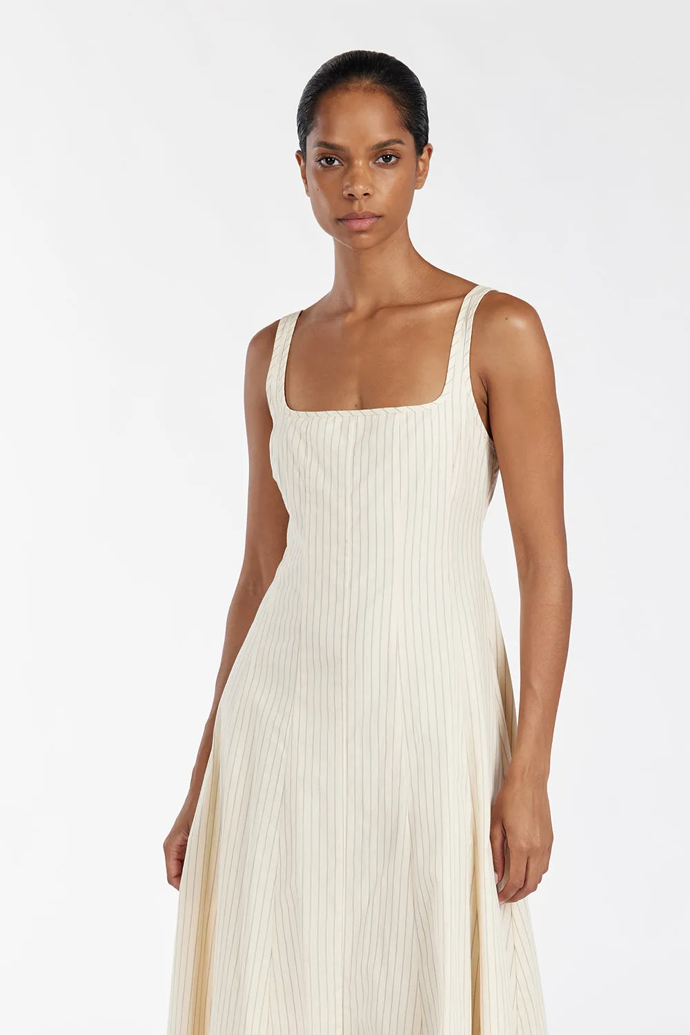 RILEY CREAM STRIPE MIDI DRESS sold by Dissh product image thumbnail 3