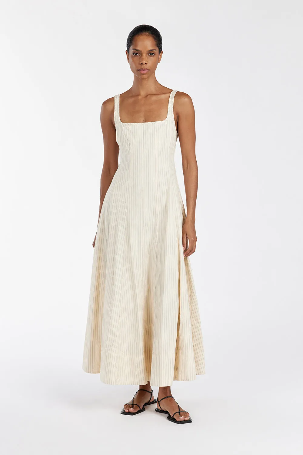 RILEY CREAM STRIPE MIDI DRESS sold by Dissh product image thumbnail 2