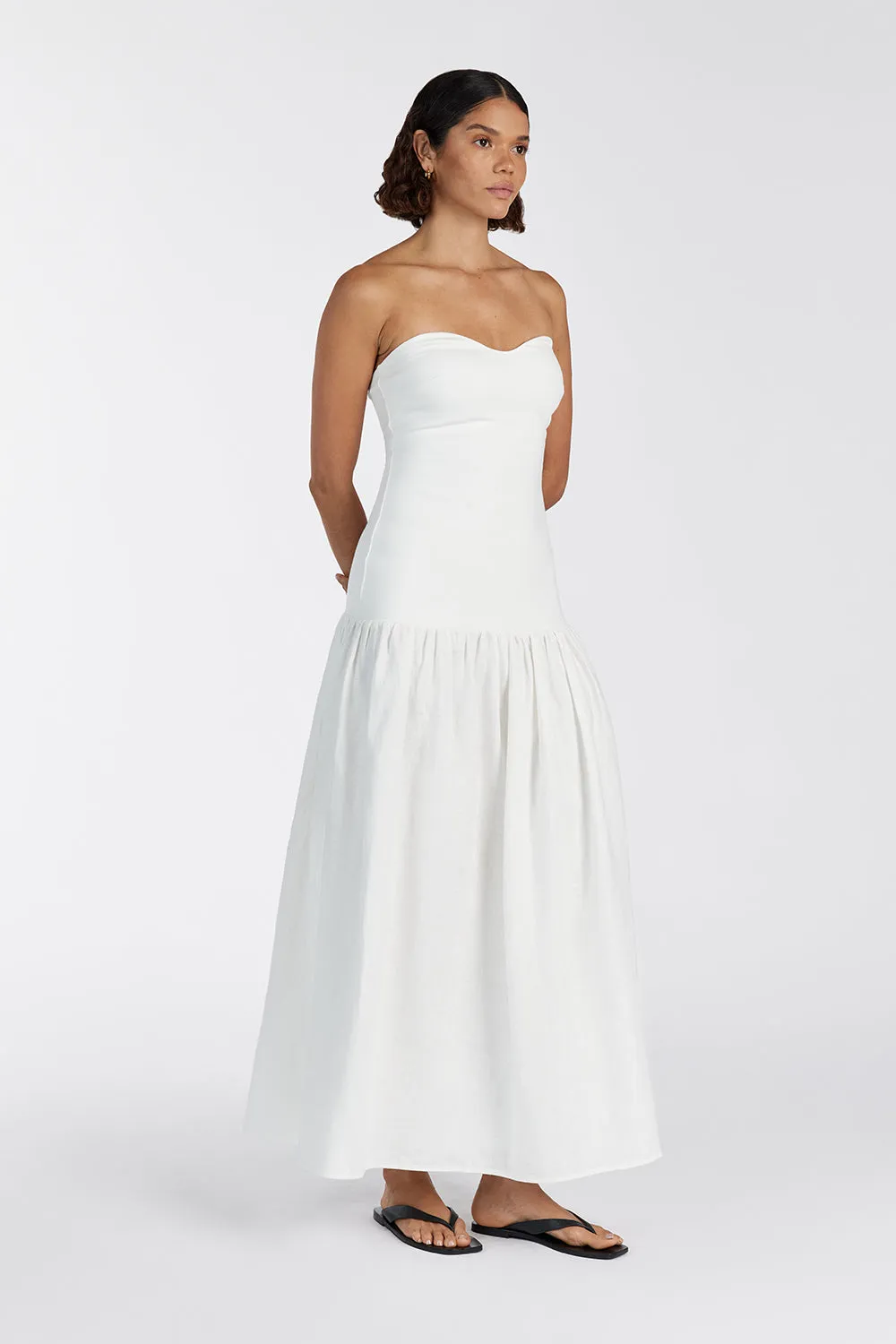 ELLISON WHITE STRAPLESS MIDI DRESS sold by Dissh product image thumbnail 3