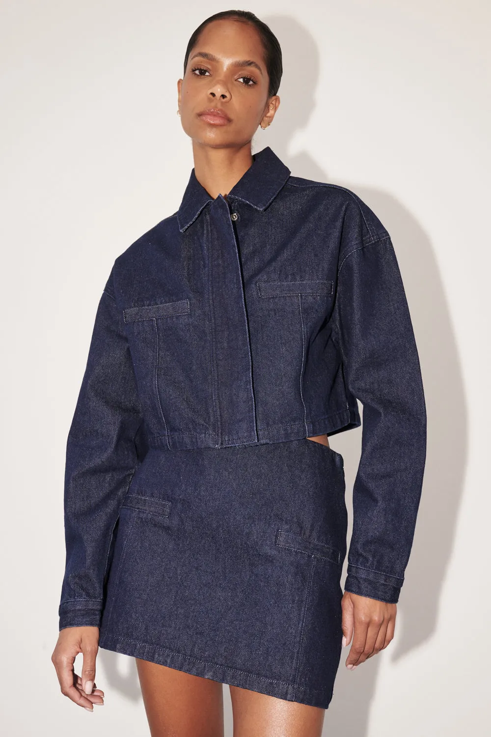 ALBERTA INDIGO TAILORED DENIM SKIRT sold by Dissh