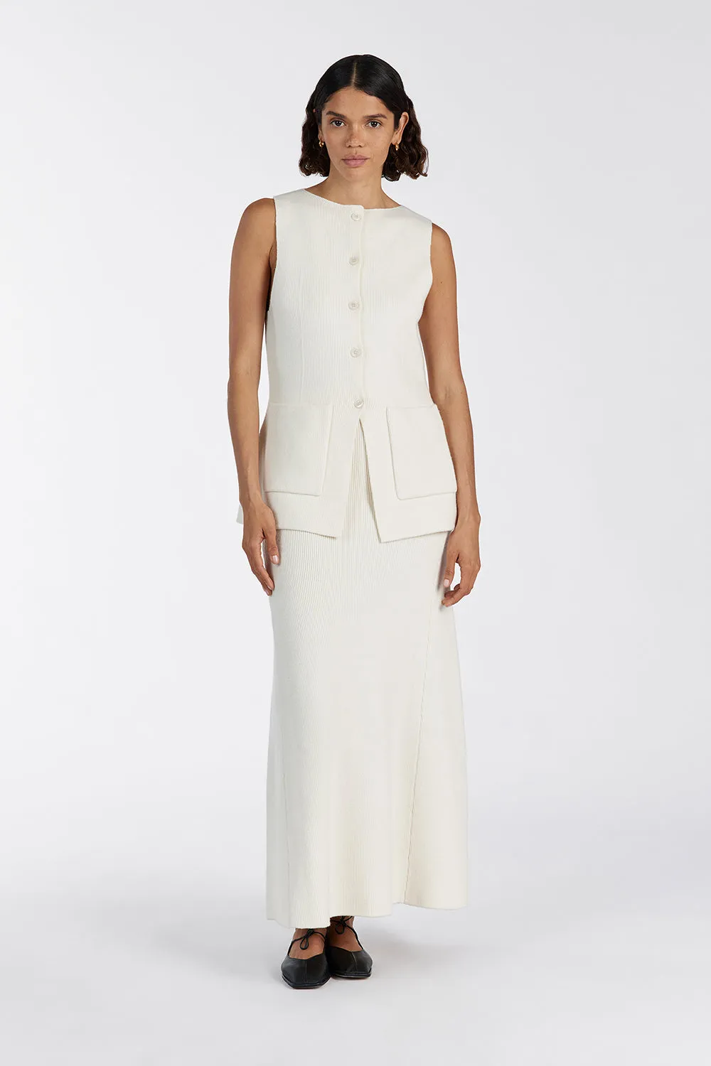 AVA CREAM LONGINE KNIT VEST sold by Dissh product image thumbnail 2