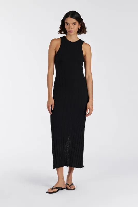 REM BLACK KNIT MIDI DRESS sold by Dissh