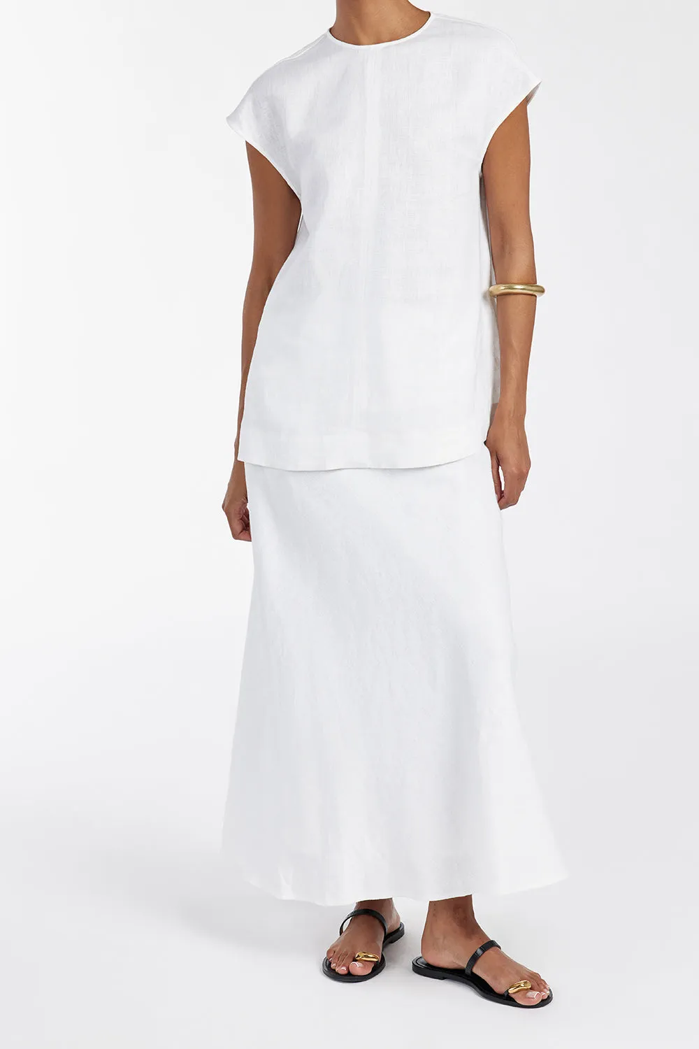 TYRA WHITE LINEN MIDI SKIRT sold by Dissh product image thumbnail 2