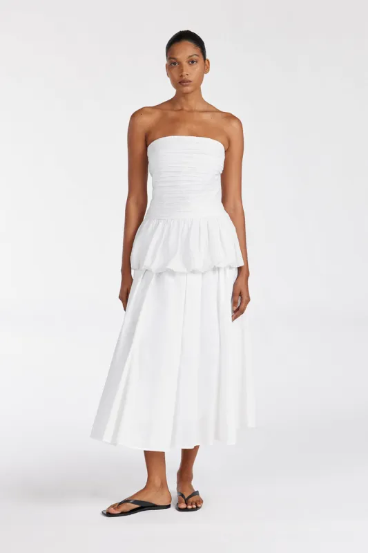 PEGGY WHITE COTTON STRAPLESS TOP sold by Dissh