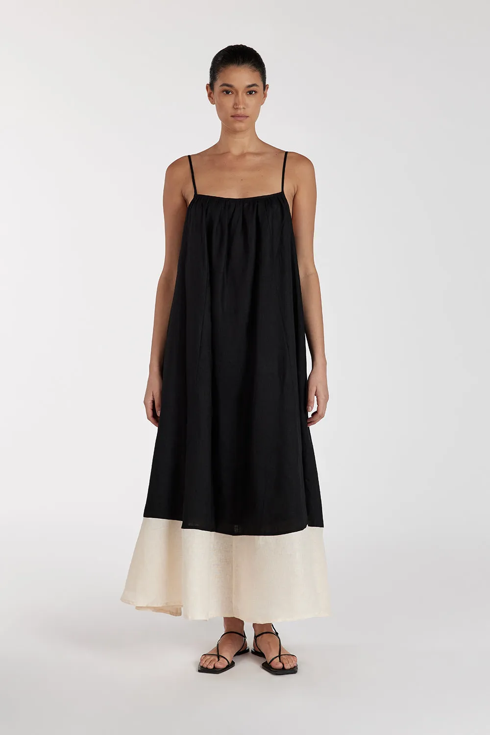 KATELYN BLACK/CREAM MIDI DRESS sold by Dissh product image thumbnail 2