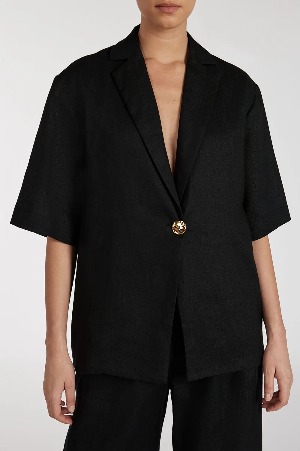 NALA BLACK LINEN RESORT SHIRT sold by Dissh product image thumbnail 5
