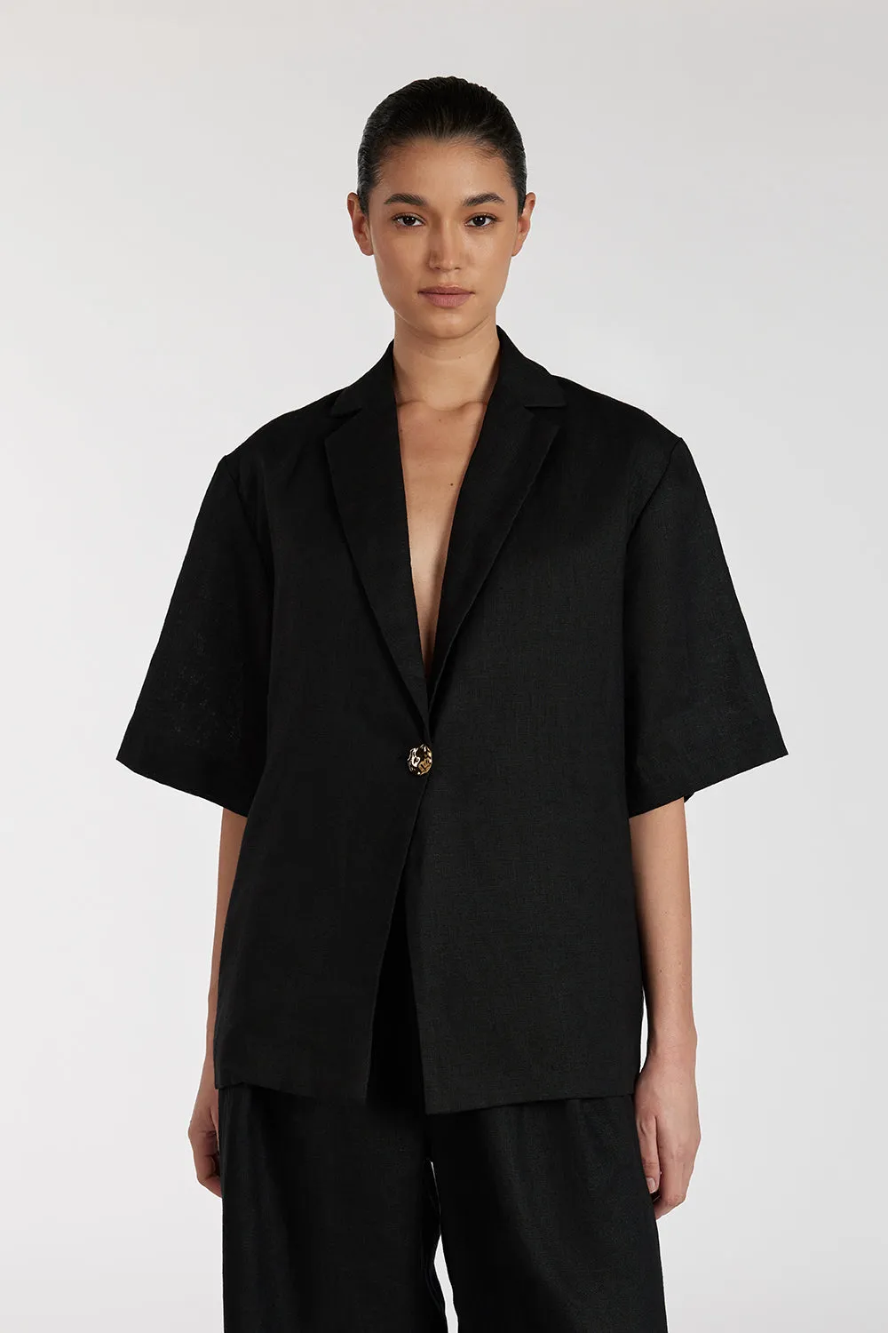 NALA BLACK LINEN RESORT SHIRT sold by Dissh product image thumbnail 2