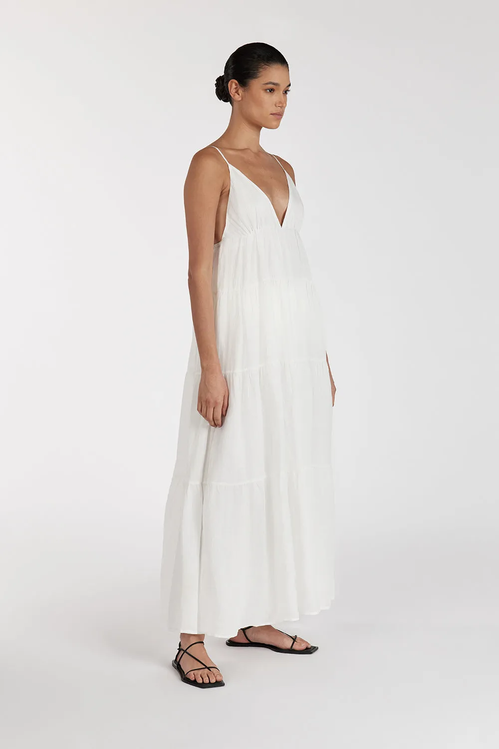 LIZA WHITE RAMIE MIDI DRESS sold by Dissh product image thumbnail 3