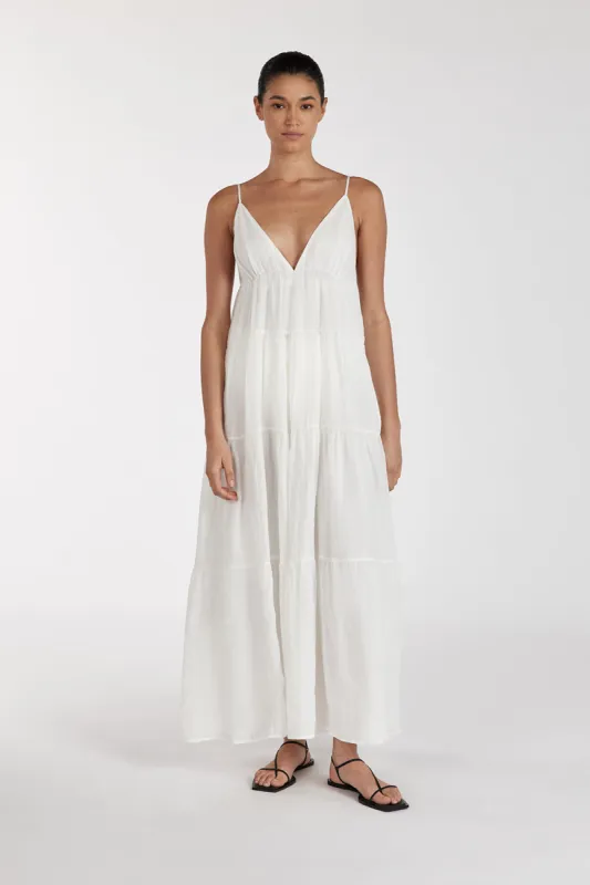 LIZA WHITE RAMIE MIDI DRESS sold by Dissh