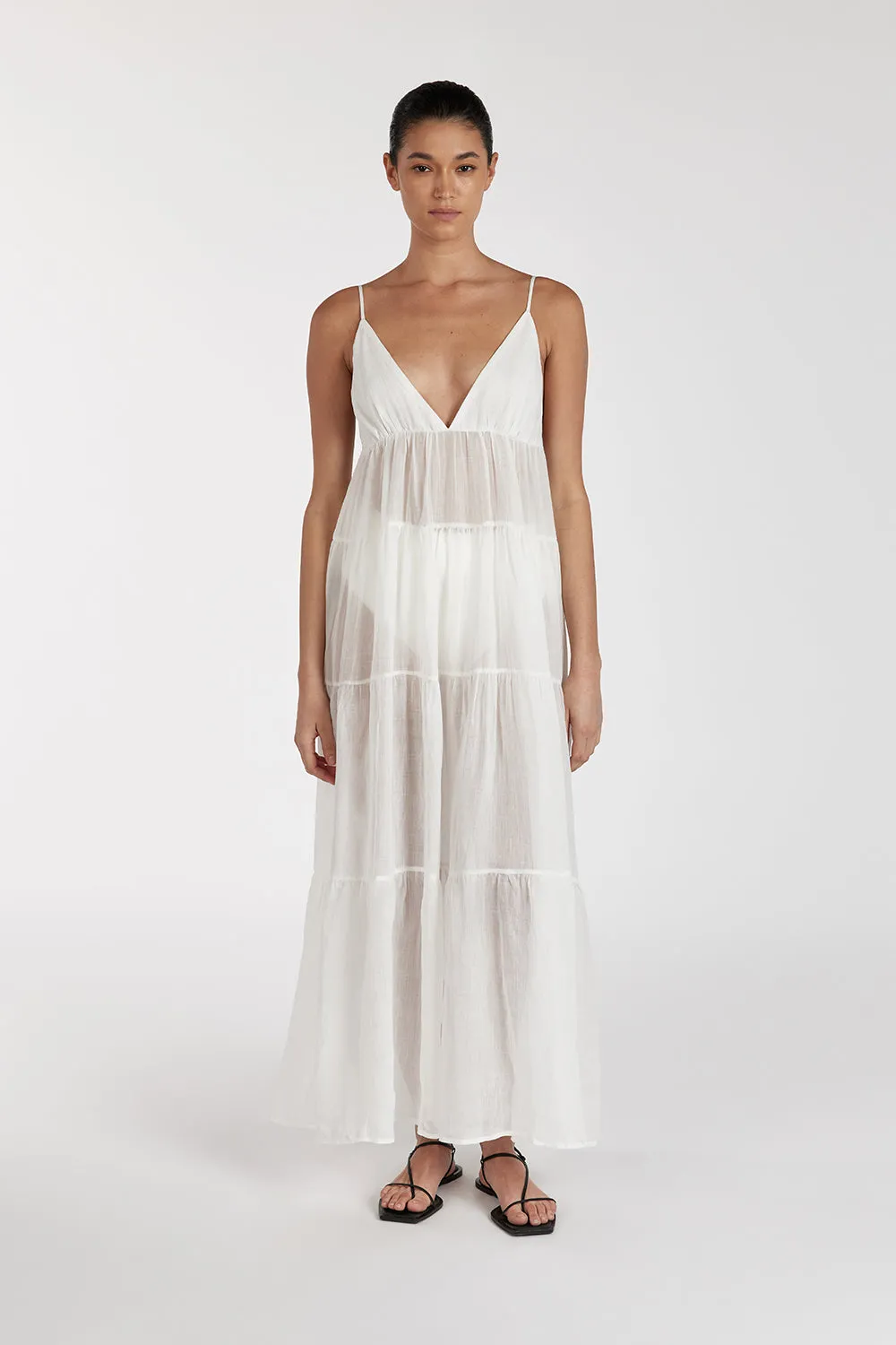 LIZA WHITE RAMIE MIDI DRESS sold by Dissh product image thumbnail 5