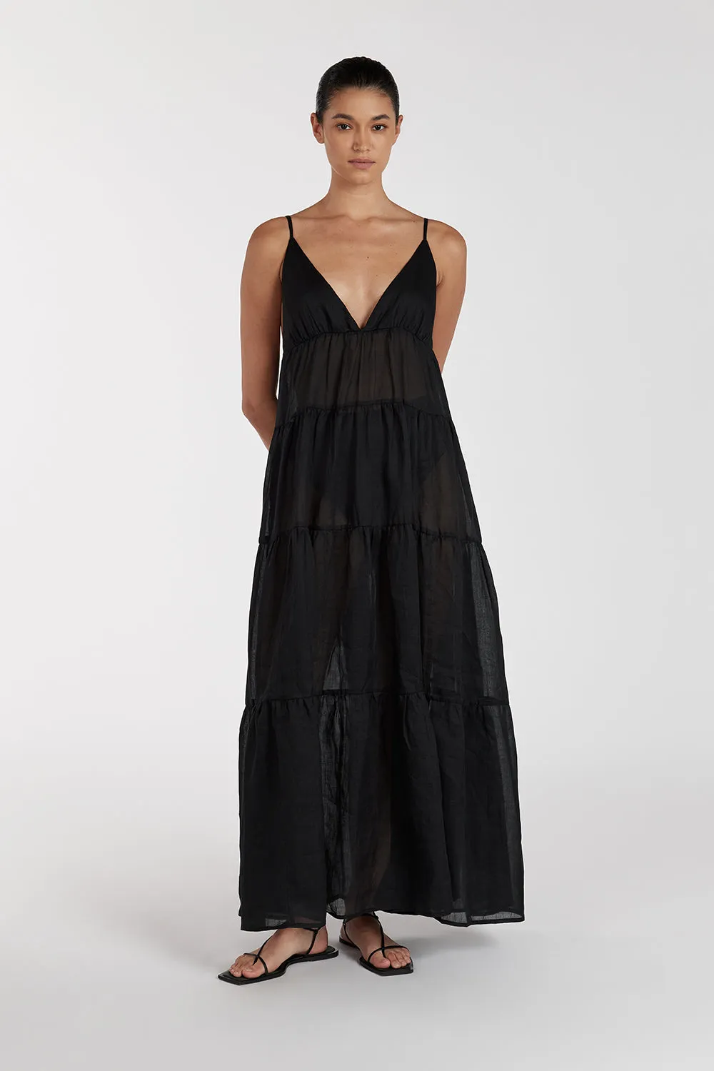 LIZA BLACK RAMIE MIDI DRESS sold by Dissh product image thumbnail 5
