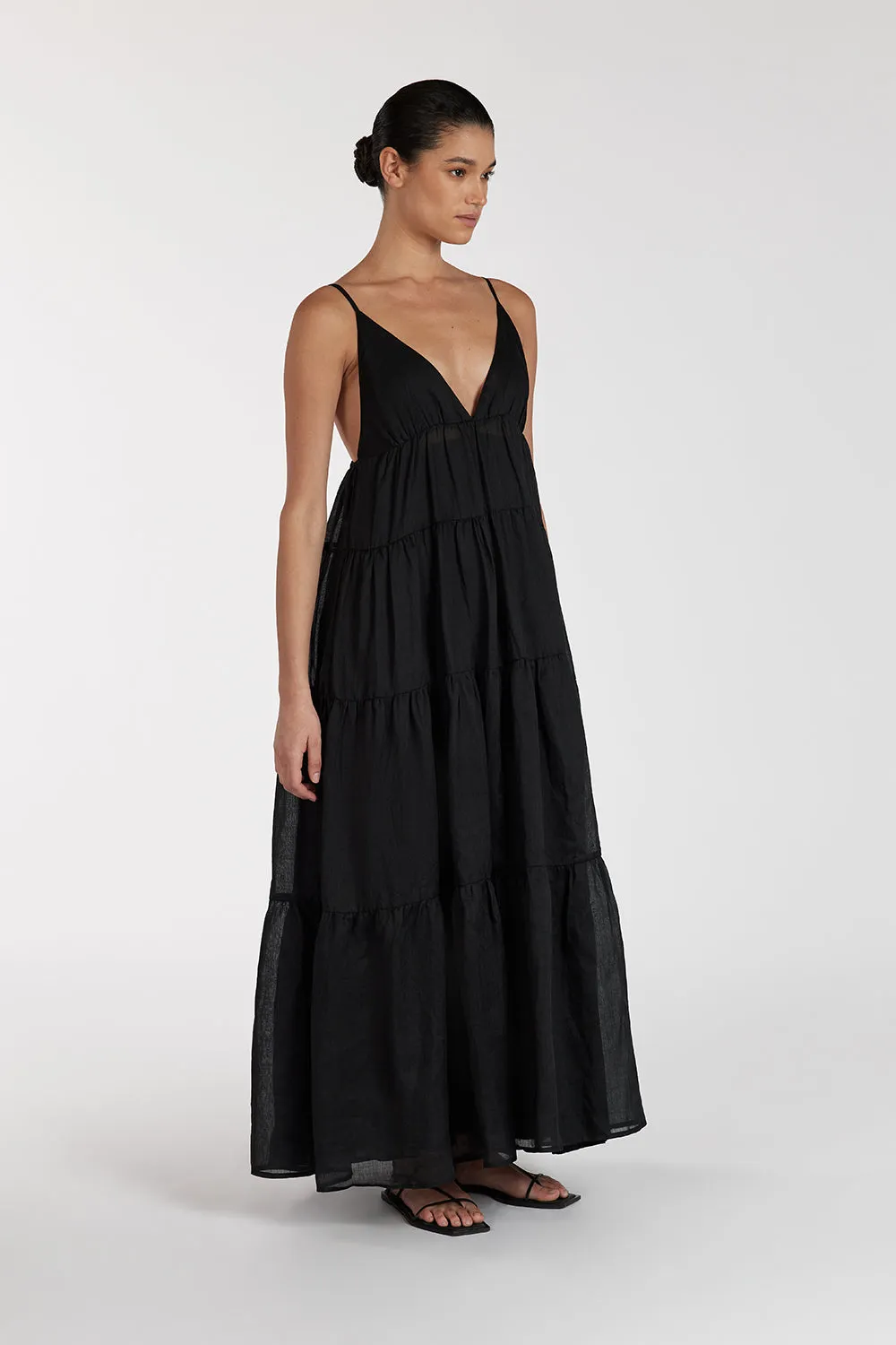 LIZA BLACK RAMIE MIDI DRESS sold by Dissh product image thumbnail 3
