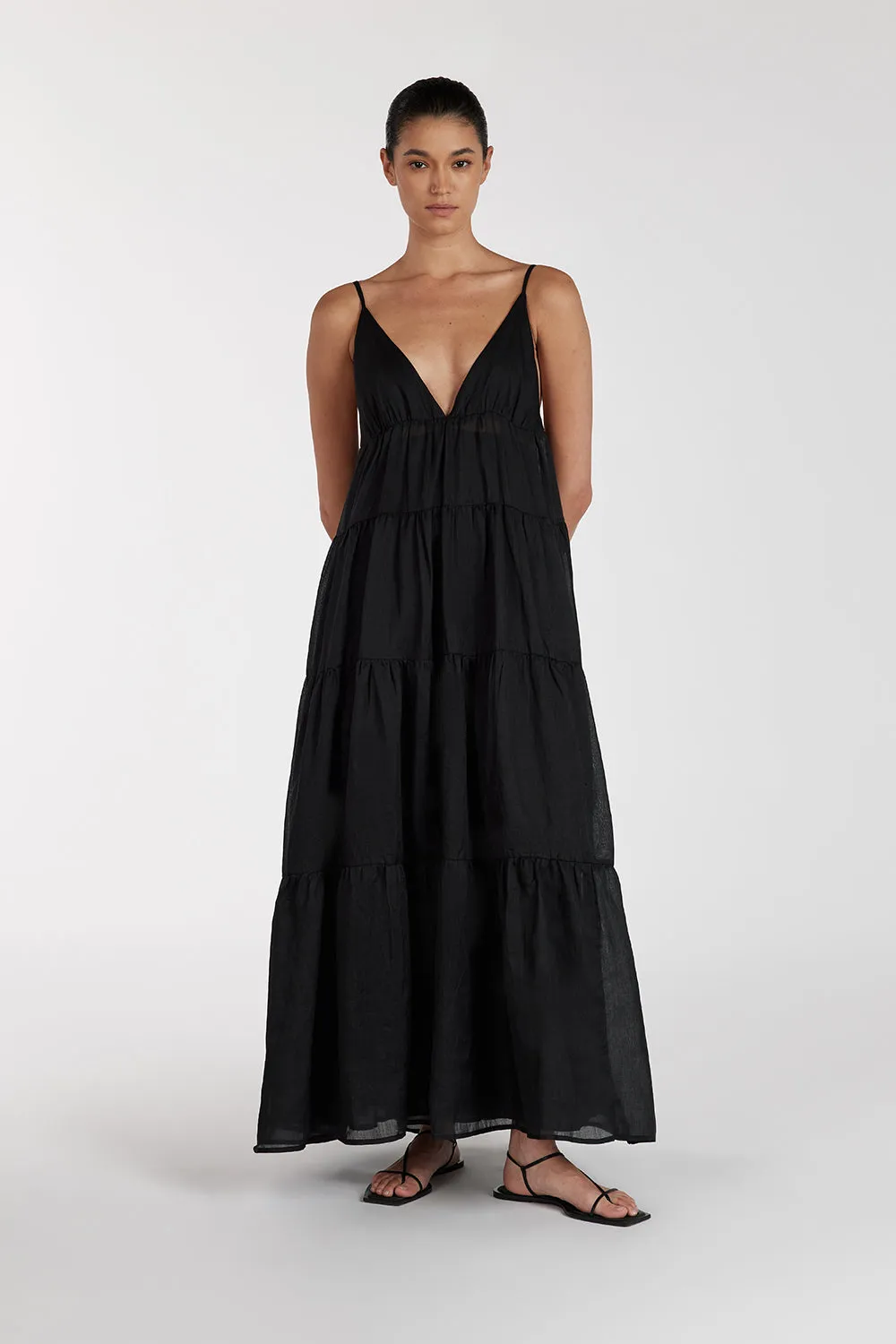 LIZA BLACK RAMIE MIDI DRESS sold by Dissh