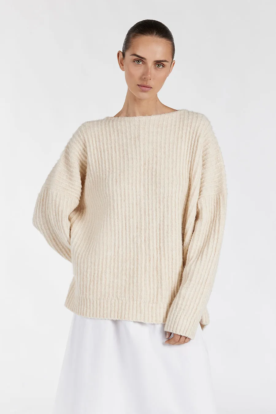 PAULINE CREAM MARLE LONGLINE JUMPER sold by Dissh product image thumbnail 2