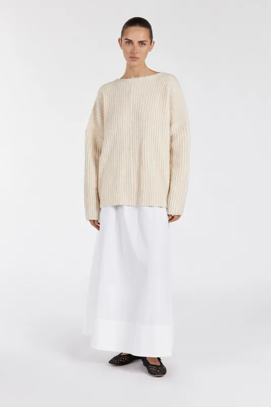 PAULINE CREAM MARLE LONGLINE JUMPER sold by Dissh