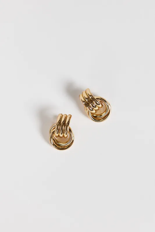 HEAVEN MAYHEM MINI KNOT GOLD EARRING sold by Dissh