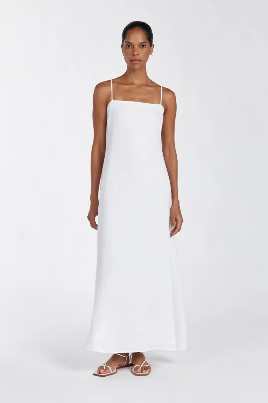 JEM WHITE LINEN MAXI DRESS sold by Dissh