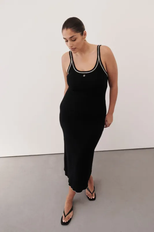 SIGNATURE CONTRAST SCOOP MIDI DRESS sold by Dissh