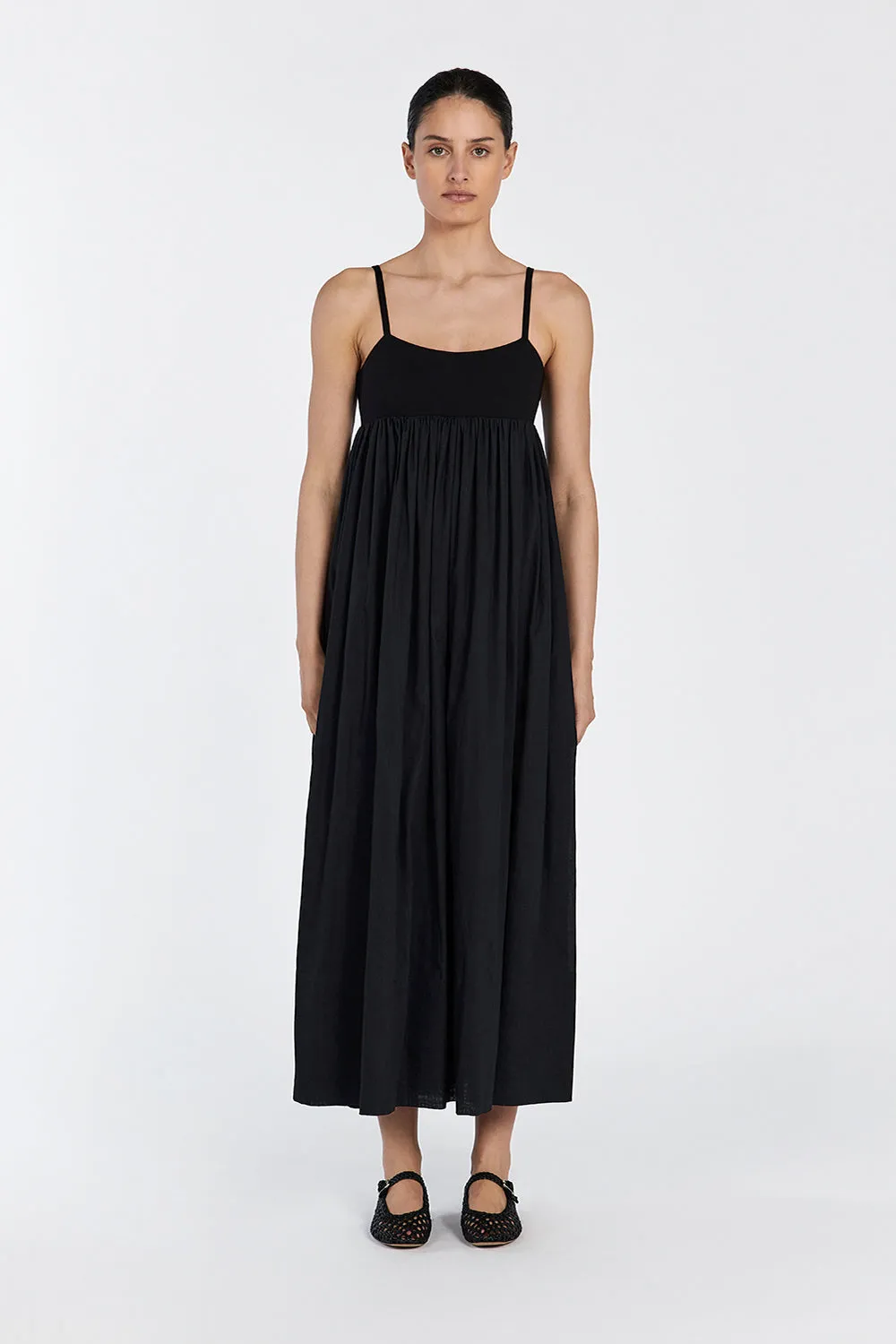 MAEVE BLACK MIDI DRESS | Parallel