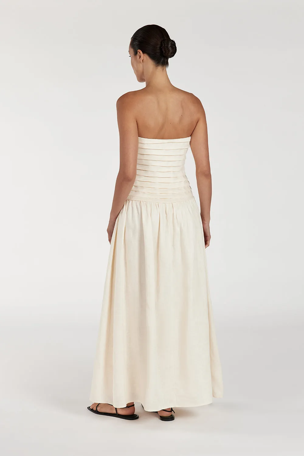CATANIA CREAM LINEN STRAPLESS MIDI DRESS sold by Dissh product image thumbnail 5