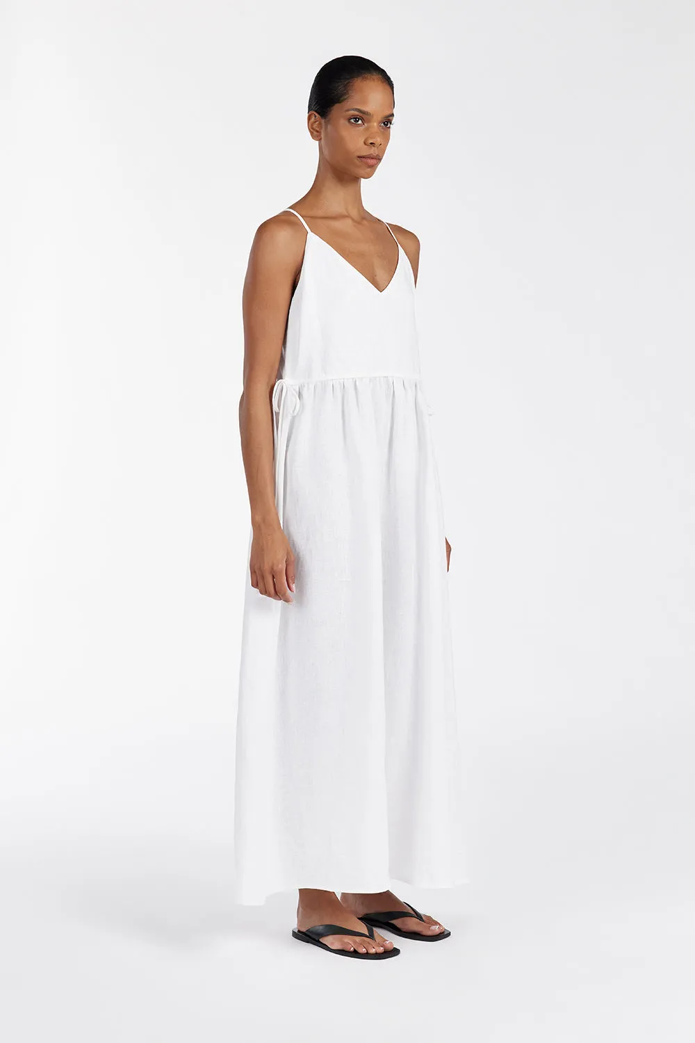 MAURA WHITE LINEN MIDI DRESS sold by Dissh product image thumbnail 3