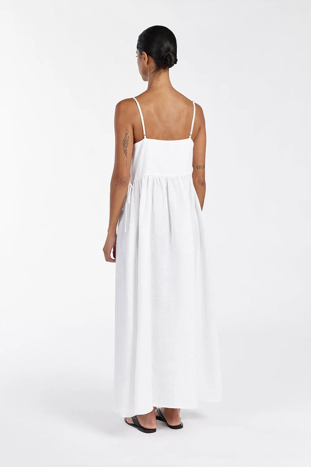 MAURA WHITE LINEN MIDI DRESS sold by Dissh product image thumbnail 4