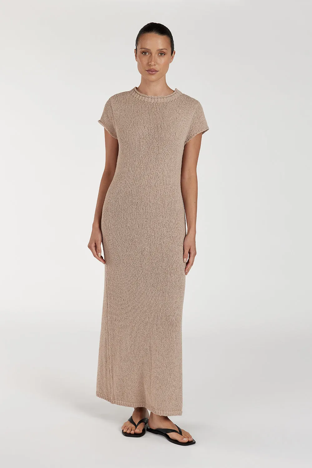 LEO TAN KNIT MIDI DRESS sold by Dissh
