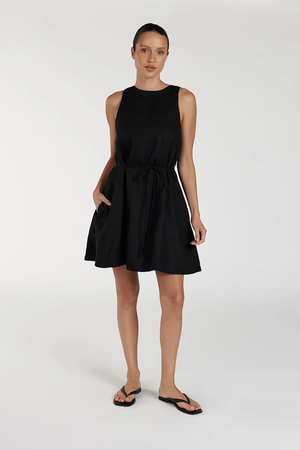 ISABELLE BLACK MINI LINEN DRESS sold by Dissh product image thumbnail 5