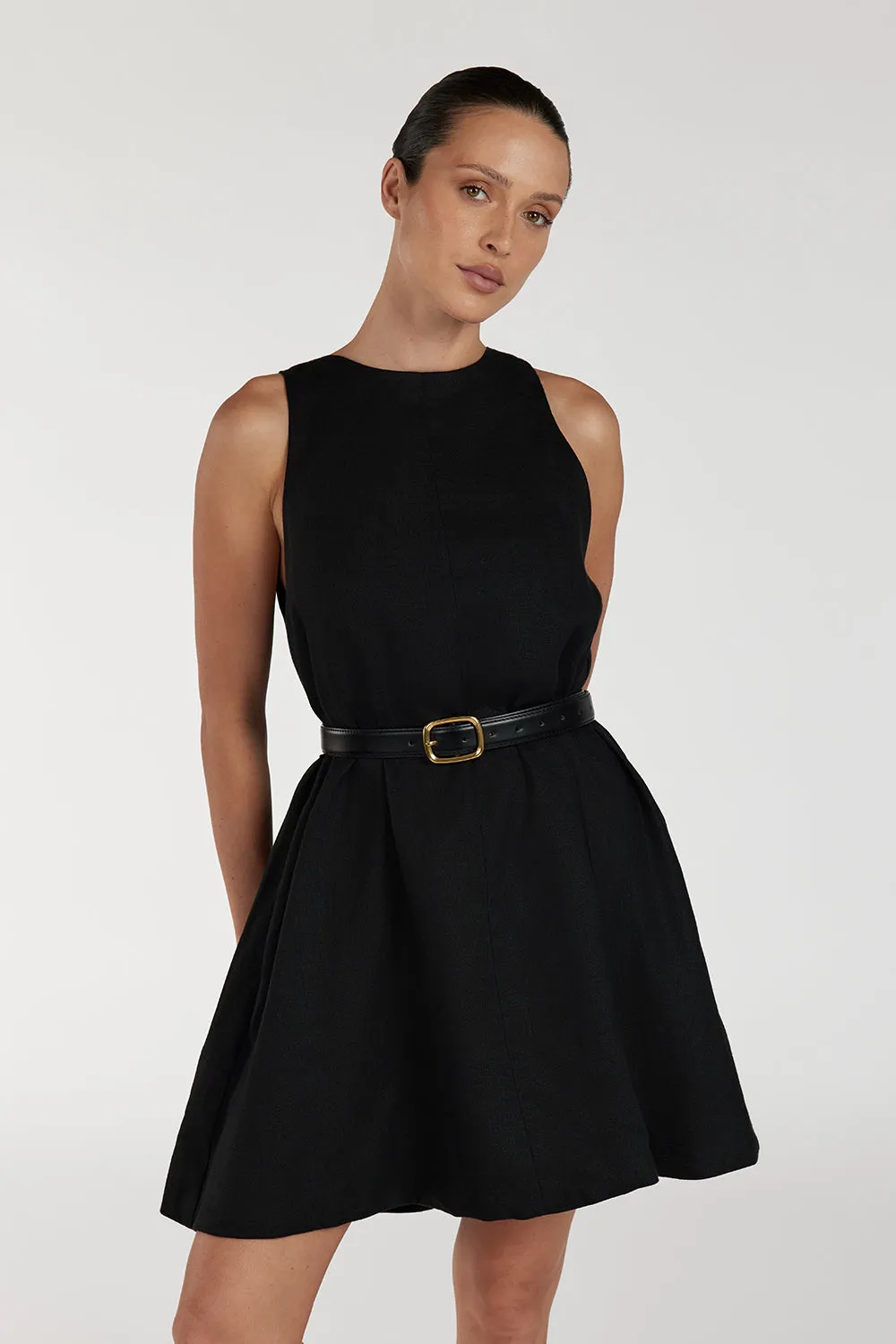 ISABELLE BLACK MINI LINEN DRESS sold by Dissh product image thumbnail 2