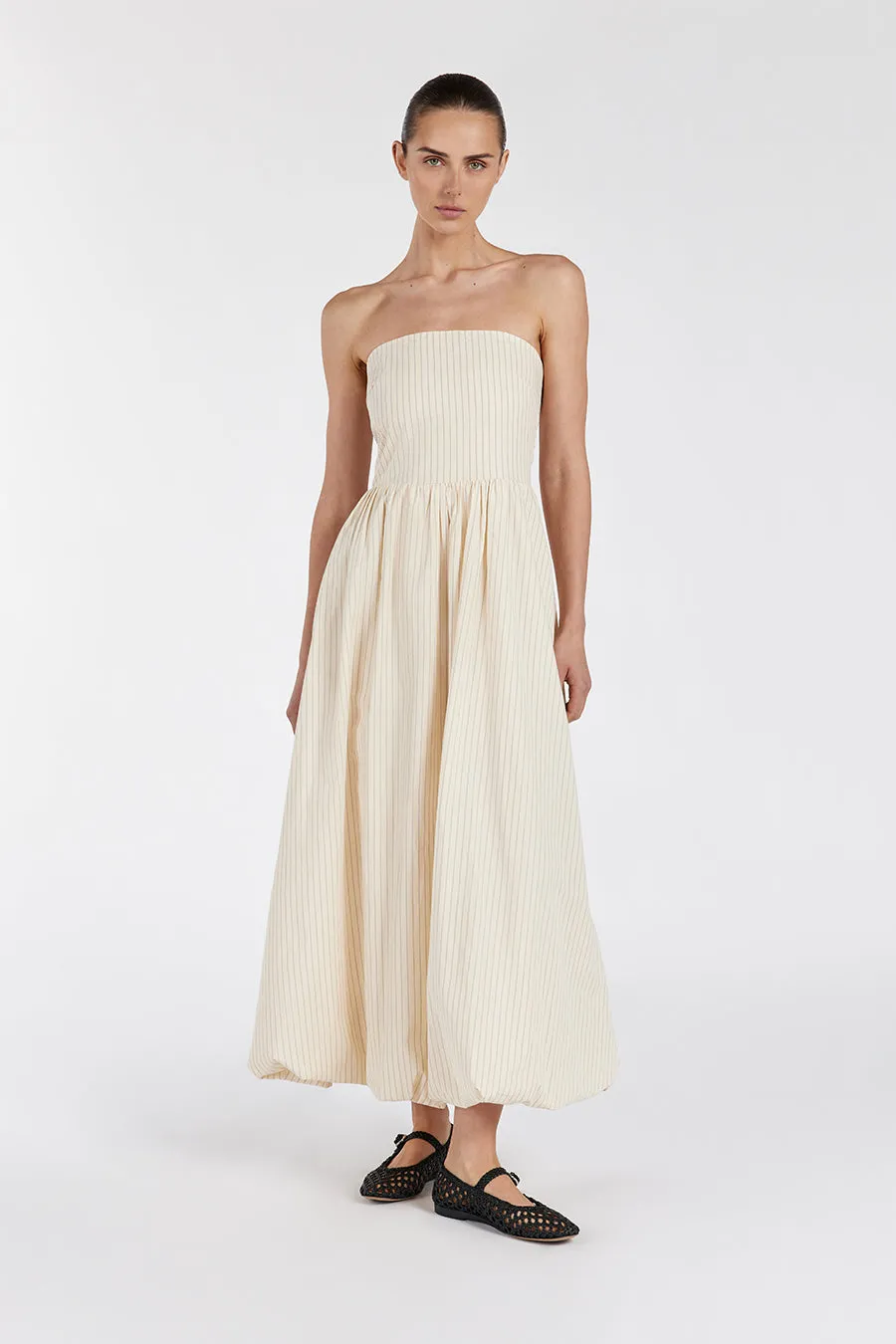 RILEY CREAM STRAPLESS COTTON DRESS sold by Dissh