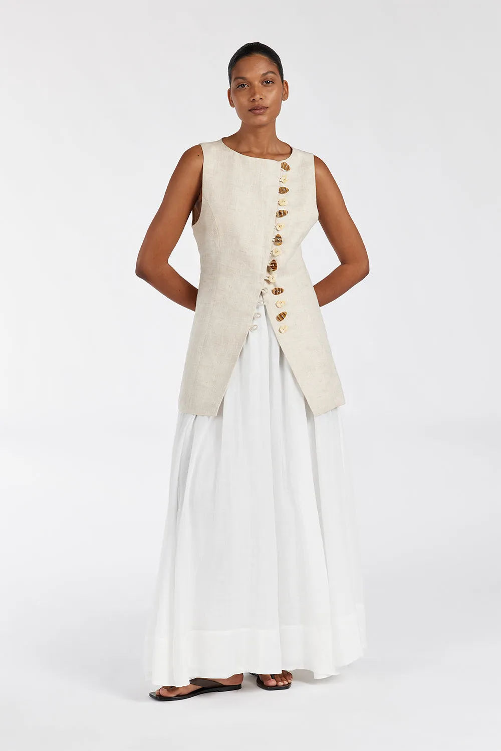 LAYNE WHITE RAMIE MAXI SKIRT sold by Dissh