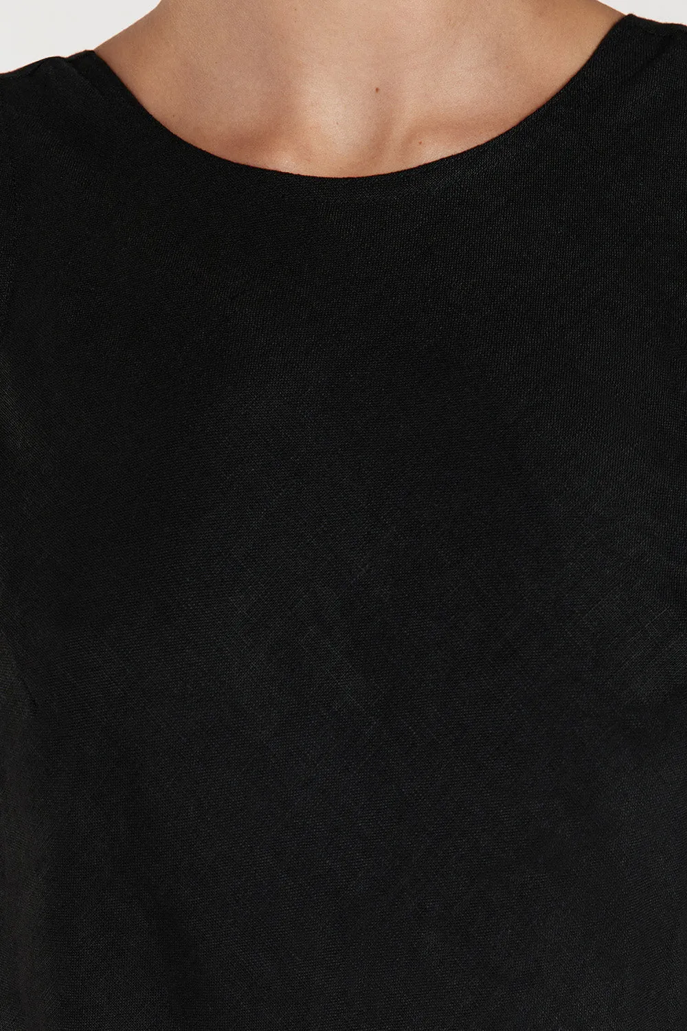 LYRA BLACK LINEN MIDI DRESS sold by Dissh product image thumbnail 5