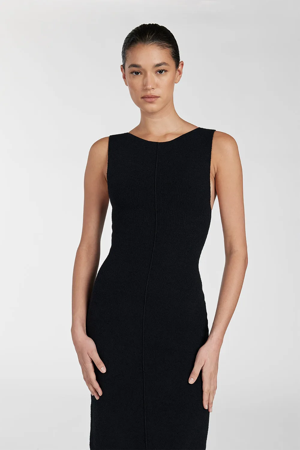 OWEN BLACK CREPE KNIT MIDI DRESS sold by Dissh product image thumbnail 3
