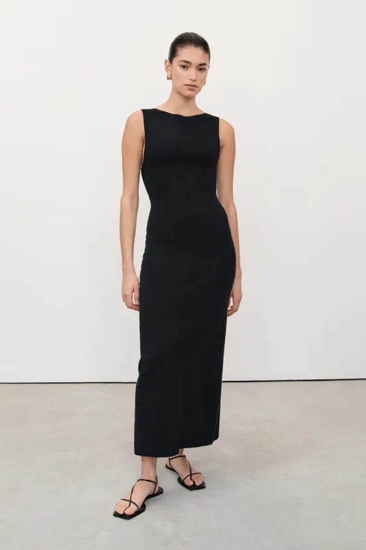 OWEN BLACK CREPE KNIT MIDI DRESS made by Dissh