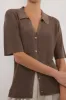 LIAM TAUPE KNIT POLO SHIRT sold by Dissh