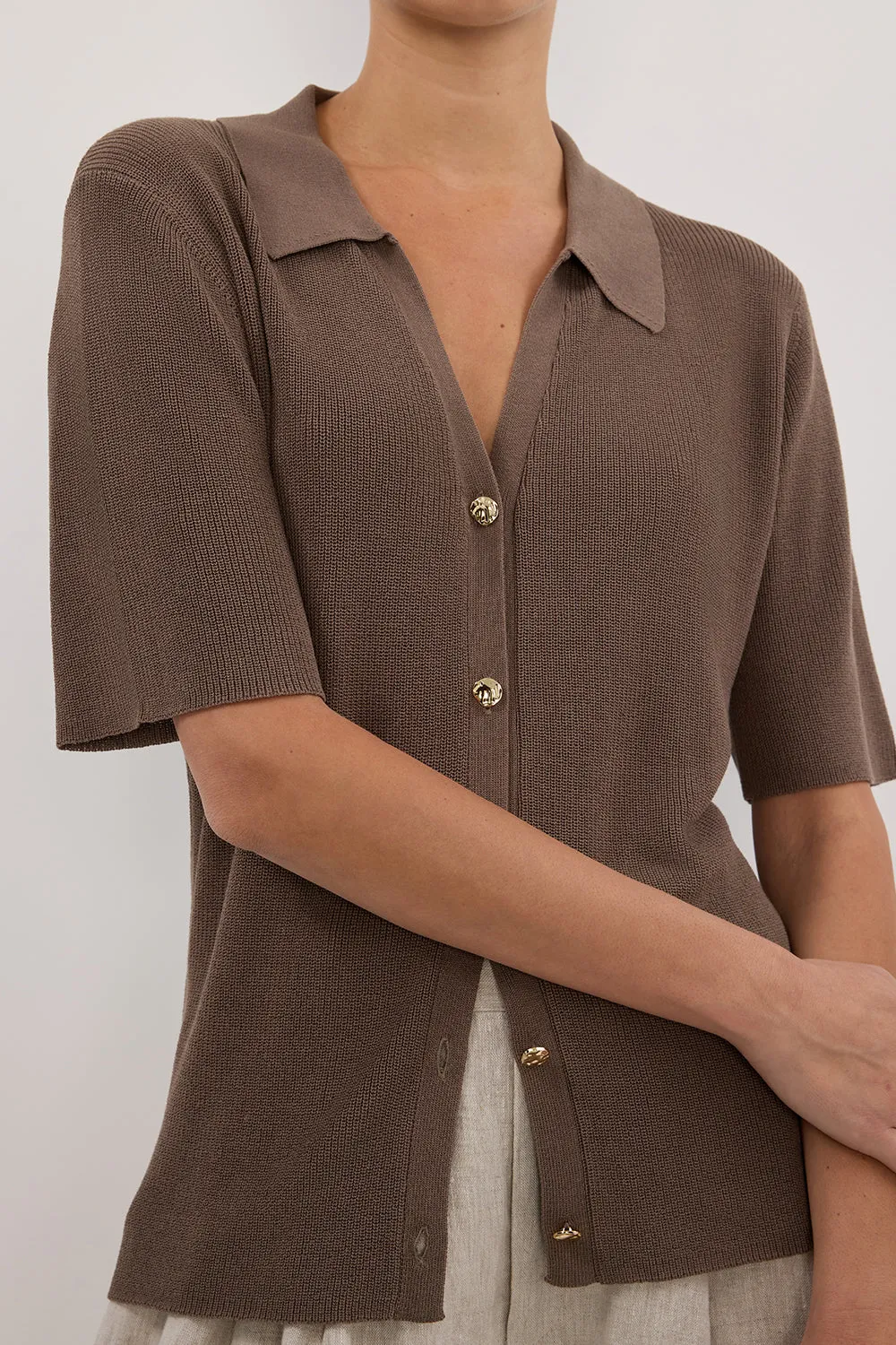 LIAM TAUPE KNIT POLO SHIRT sold by Dissh product image thumbnail 5