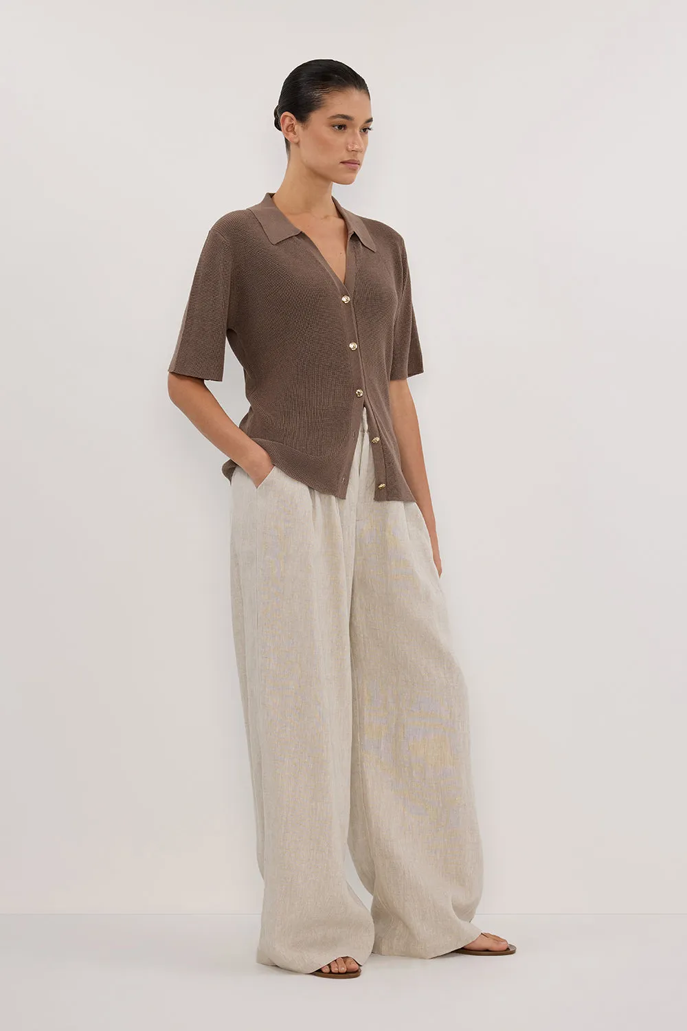 LIAM TAUPE KNIT POLO SHIRT sold by Dissh product image thumbnail 3